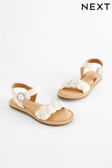 White Leather Plaited Sandals (577748) | KRW44,800 - KRW59,800