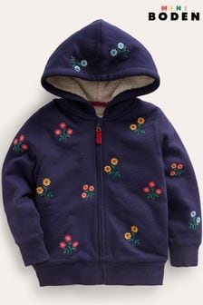 Boden Blue Embroidered Lined Hoodie (578278) | AED216 - AED244
