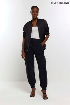 River Island Black High Rise Pocketed Cargo Jeans (578466) | €64