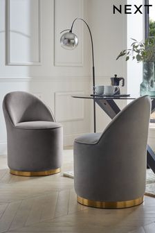 Soft Velvet Mid Grey Isla Castor Dining Chairs (578978) | €305