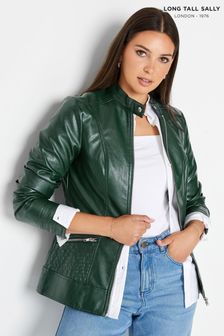 Long Tall Sally Faux Leather Funnel Neck Jacket