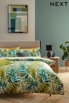 Green Tropical Leaf with Pipe Edge Duvet Cover and Pillowcase Set (580035) | 139 SAR - 306 SAR