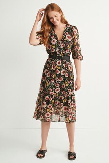 Floral V-Neck Belted Dress (580052) | 24 €