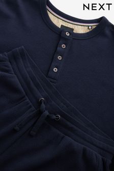 Navy Blue Textured Waffle Pyjama Set (580950) | €24
