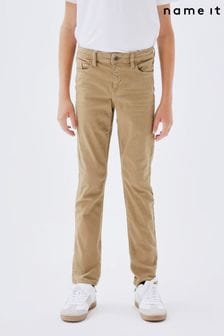 Name It Brown Slim Fit Cotton Twill Chino Trousers With Adjustable Waist (581162) | 109 QAR
