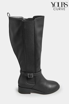 Yours Curve Black Extra Wide Fit Extra-Wide Fit Metal Strap Knee Boots (581204) | €34