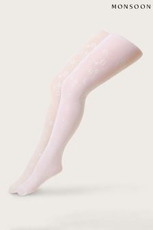 Monsoon Floral Print White Tights 2 Pack (581397) | €21 - €23