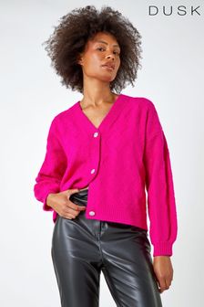 Dusk Pink Sparkle Button Cable Knit Cardigan (581475) | €48