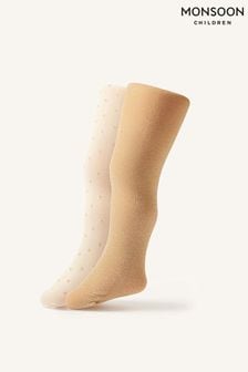 Monsoon Gold Baby Sparkle Tights 2 Pack (581545) | €17