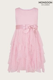 Monsoon Pink Baby Millie Ruffle Dress (581617) | kr545 - kr610