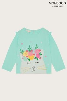 Monsoon Baby Floral Cat Long Sleeve Top