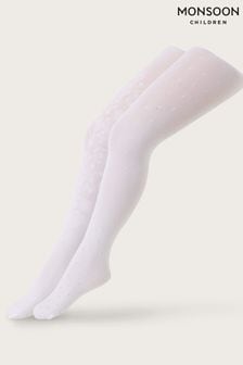 Monsoon White Baroque And Spot Tights 2 Pack (581666) | €25 - €27