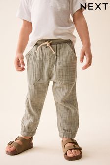 Sage Green Soft Textured Cotton Trousers (3mths-7yrs) (581827) | kr150 - kr190