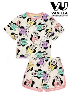 Pijamale cu pantaloni scurți de licențiere bej-vanilie pentru fete (581835) | 95 LEI