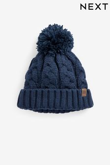 Navy Blue Knitted Cable Pom Hat (1-16yrs) (582021) | $12 - $20