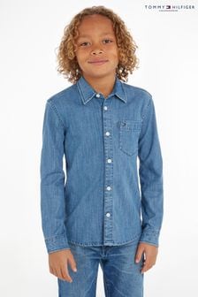 Niebieska chłopięca koszula dżinsowa Tommy Hilfiger ze stretchem (582576) | 157 zł - 190 zł