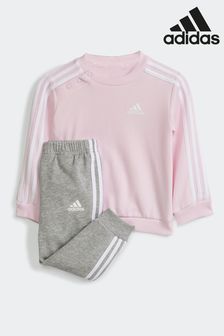 adidas Pink/Grey Sportswear Essentials 3-Stripes Jogger Set (582828) | €44