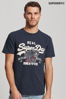 海軍藍 - Superdry復古標誌Narrative T恤 (583349) | NT$1,260