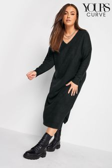 Черный - Платье с V-образным вырезом и акрилом Yours Curve (583603) | €13