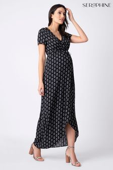 Seraphine Maternity Black Woven Maxi Wrap Dress (583651) | SGD 115