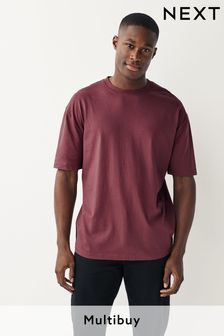 Пурпурный - Свободный крой - Базовая футболка с круглым вырезом (584493) | €10