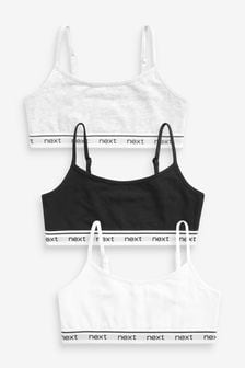 Black/White/Grey Strappy Crop Top 3 Pack (5-16yrs) (584597) | €13 - €18