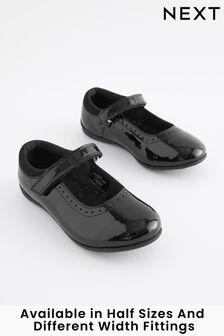Black Patent Standard Fit (F) School Leather Mary Jane Brogues (584692) | ₪ 102 - ₪ 129