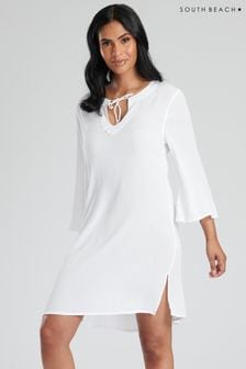 South Beach White Crinkle Viscose Pull Over Beach Tunic (584696) | AED144