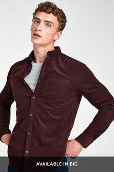 Berry Red Slim Fit Long Sleeve Cord Shirt (584805) | €18.50