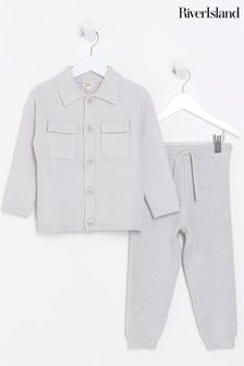River Island Grey Boys Pocket Shirt And Trousers Set (584937) | R704