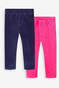 JoJo Maman Bébé Navy Blue & Fuchsia Pink 2-Pack Jersey Cord Jeggings (585062) | €26