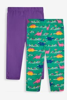 JoJo Maman Bébé Green Dino & Purple Girls' 2-Pack Leggings (585257) | kr380