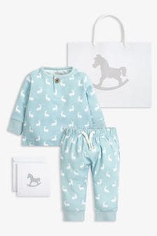 The Little Tailor Baby 2 Piece Jersey Bunny Print 100% Cotton Gift Set (585658) | $41