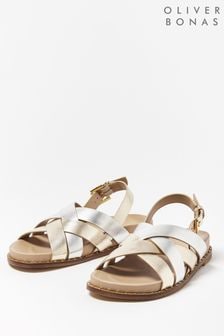 Oliver Bonas Metallic Mixed Studded Leather Sandals (585736) | 209 zł