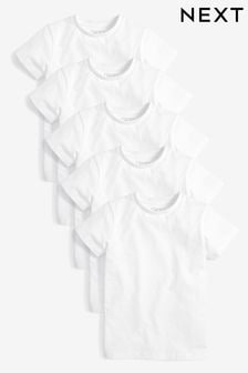White Short Sleeve T-Shirts 5 Pack (3-16yrs) (585857) | 8,850 Ft - 16,650 Ft