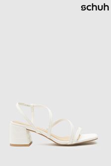 beli sandali s kvadratno peto in krokodiljim vzorcem Schuh Sacha (586073) | €34