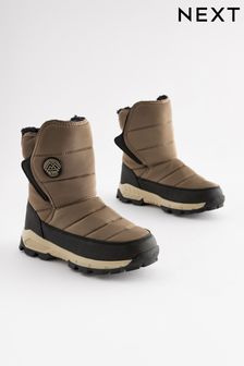 Taupe Natural Warm Lined Quilted Snow Boots (586081) | 19,770 Ft - 21,850 Ft