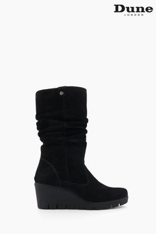 Dune London Black Ruched Tasha Wedge Comfort Boots (586159) | €171