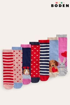 Červená - Sada 7 párů ponožek Boden (586368) | 835 Kč