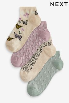 Pastel Butterfly Trainer Socks 4 Pack (586370) | AED40