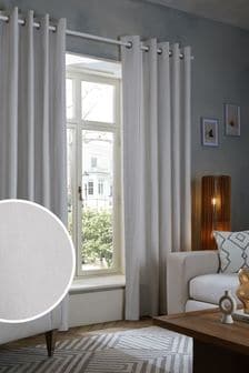 Light Grey Cotton Eyelet Blackout/Thermal Curtains (586425) | SGD 58 - SGD 138