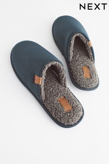 Navy Blue Textured Mule Slippers (586490) | TRY 405