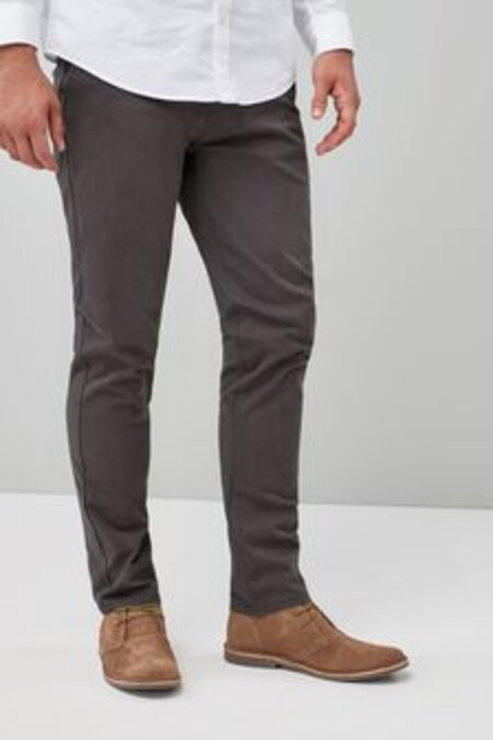Dark Grey Straight Stretch Chino Trousers (586563) | $52