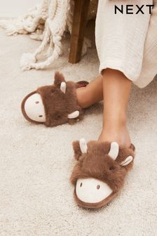 Brown Hamish Cow Mule Slippers (586626) | $32