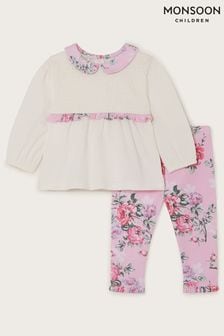 Monsoon Pink Newborn Floral Shirt Set (586647) | $35