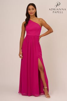 Różowa szyfonowa suknia na jedno ramię Adrianna Papell (586727) | 877 zł