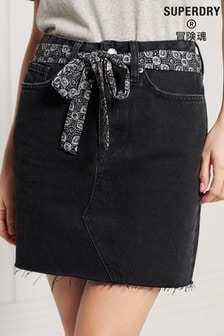 Superdry Black Denim Mini Skirt
