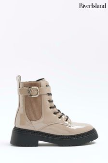 River Island Lace Up Buckle Boots