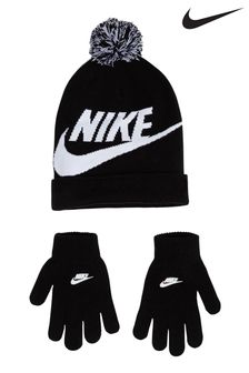 Nike Black Swoosh Kids 8-15y Hat & Gloves Set (587401) | kr286