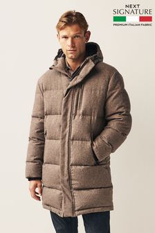 Neutral Signature Down Italian Wool Blend Longline Puffer Coat (587562) | €99